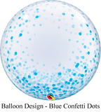 Personalised Deco-Bubble balloon design - Blue Confetti Dots